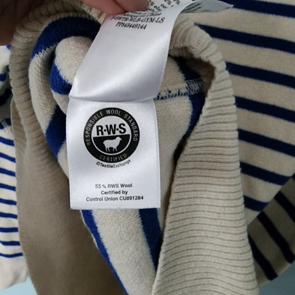 Everlane Striped Wool Blend Sweater XXS Cream Blue Knit Top - Picture 6 of 6